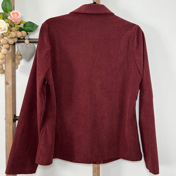 Savanna Jane Corduroy Wine Color One Button Blazer Size Medium - Picture 5 of 7